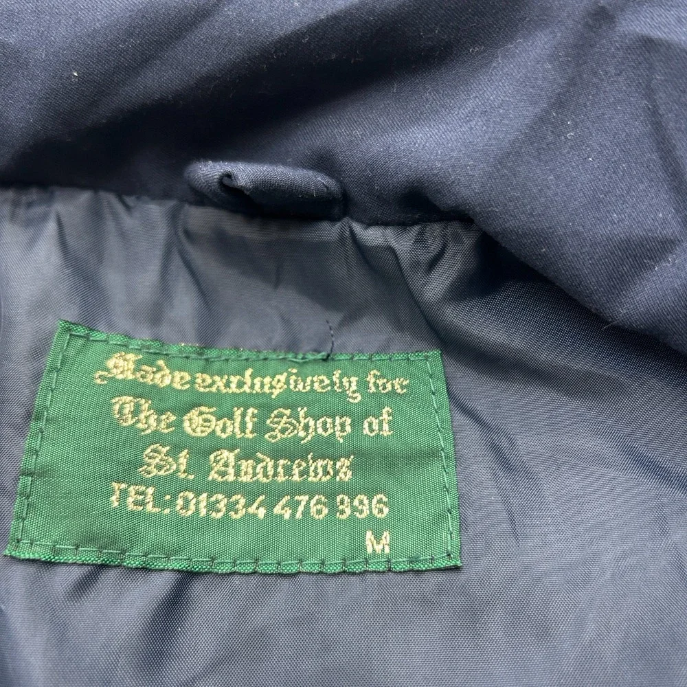St. Andrews Tartan Windbreaker Jacket Medium Blue Green Golf Polyester Rain